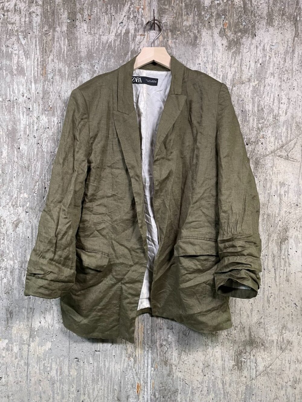 ZARA Women's Linen Blazer Jacket Size L